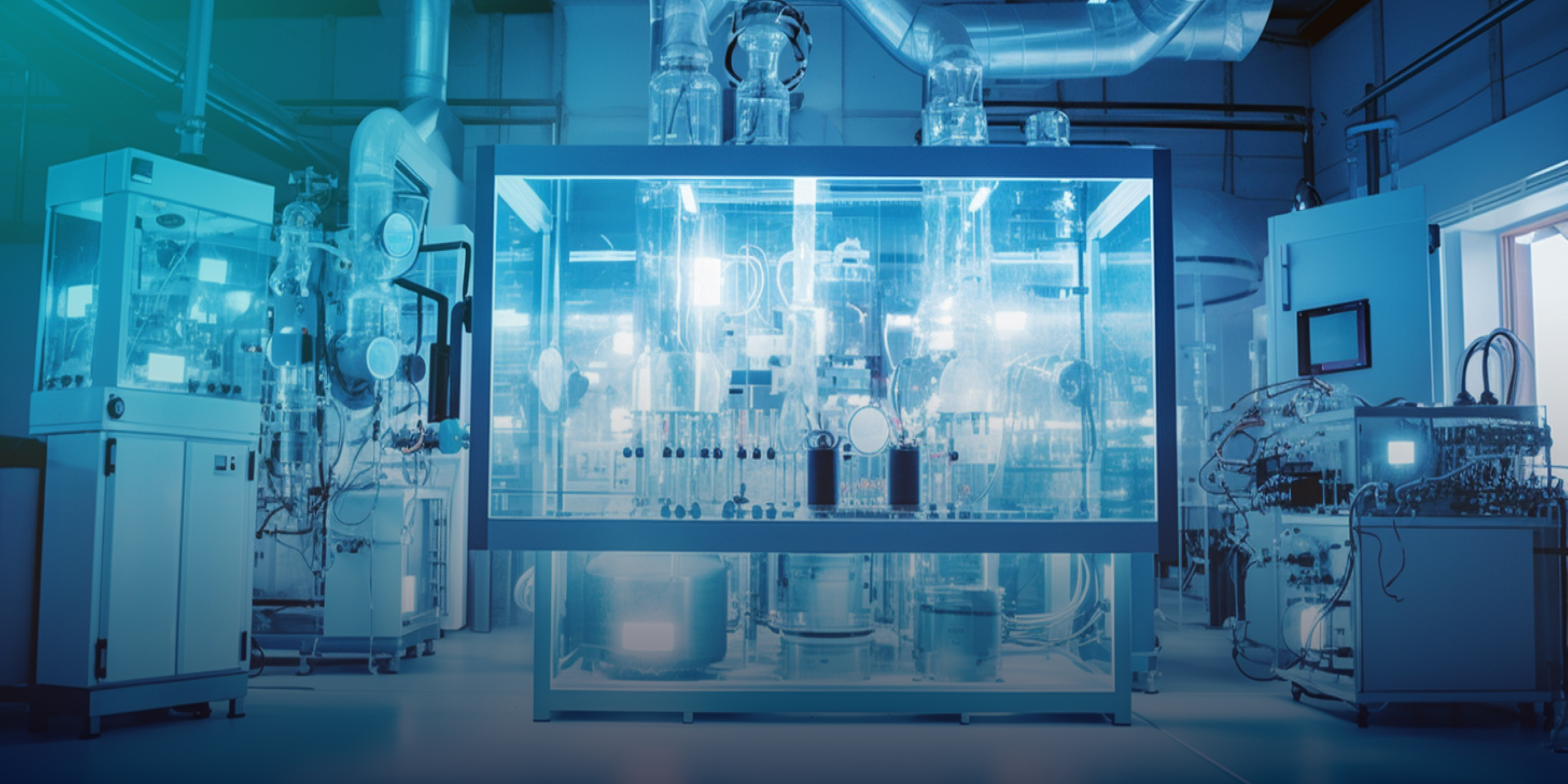 technology and equipment in a blue laboratory 