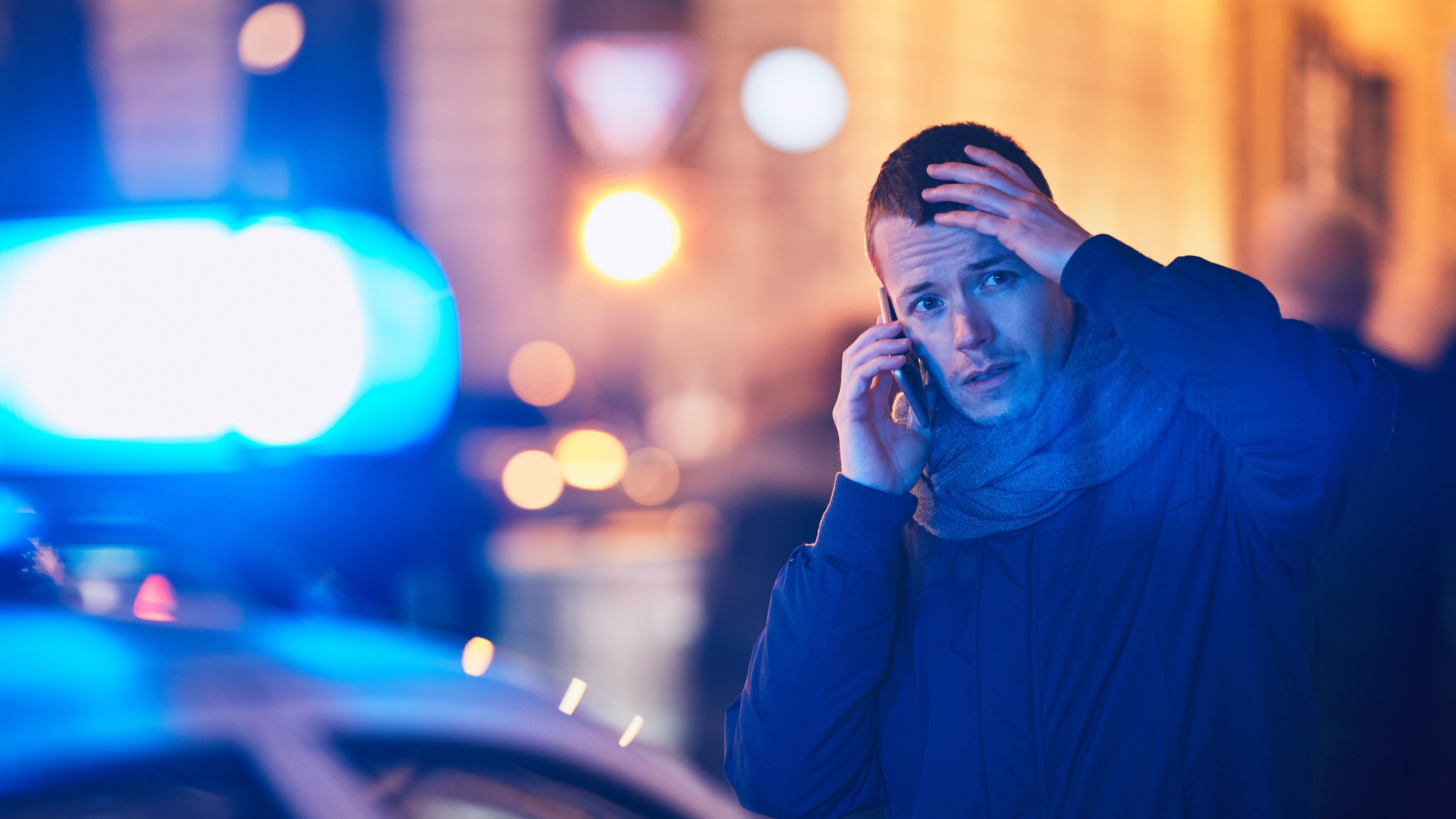 Young man calling after a crisis situation